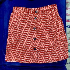 H&M Mini Skirt - red and white sz 8 faux buttons